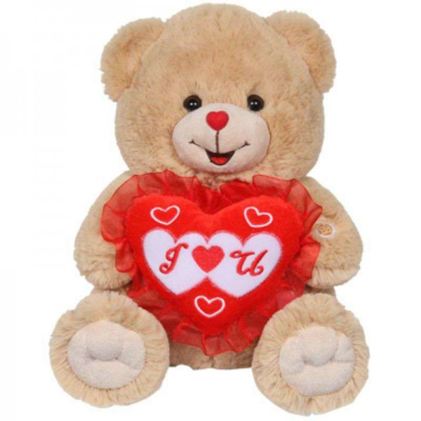 15 Inch Camel Brown Teddy Bear holding I Love You Heart